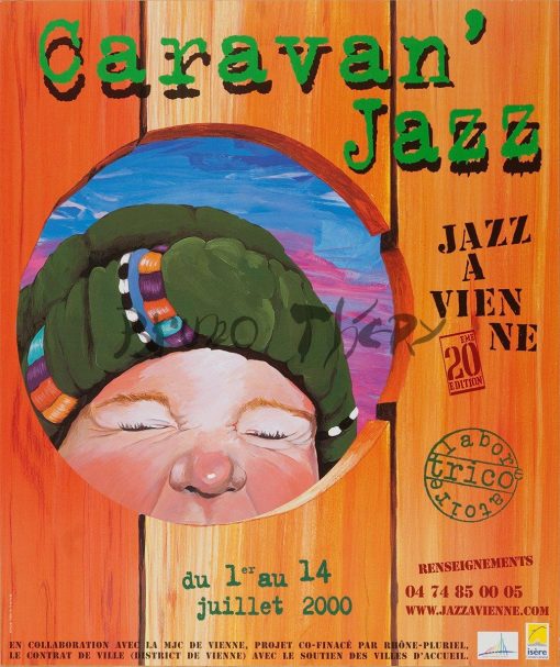 Affiche pour la communication de Caravan’Jazz à Vienne 2000, réalisée par Bruno Théry Affichiste