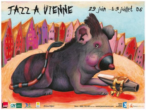 Affiche pour la communication du festival Jazz à Vienne 2006 en France Rhône Alpes